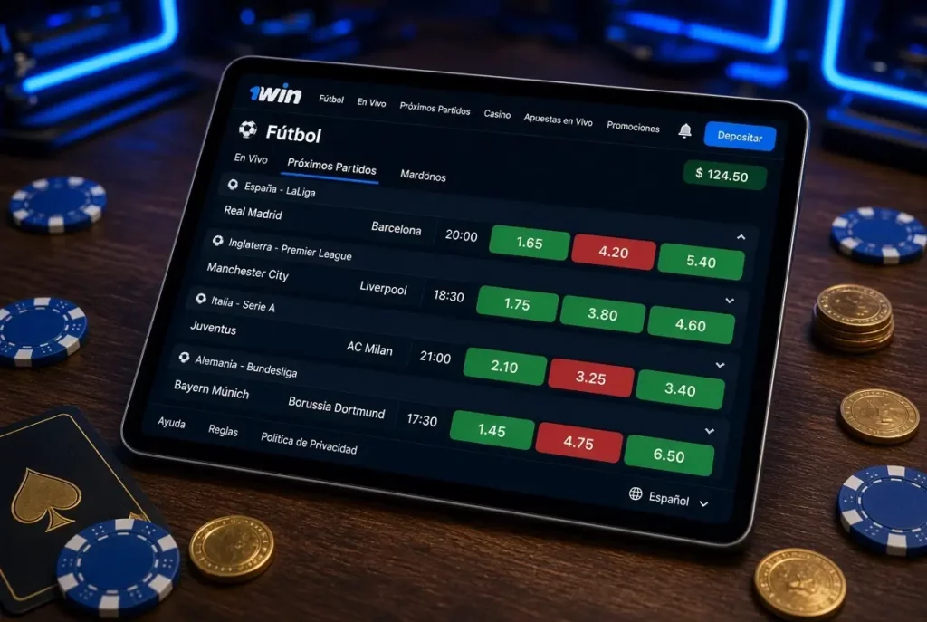Tableta con apuestas de fútbol